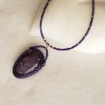 Lepidolite with silver beads