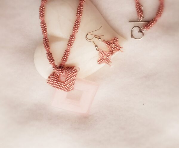 Rose Quartz Statement Necklace & Earrings