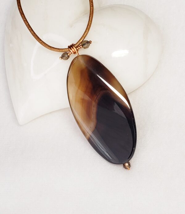 Banded Brown Agate with Smoky Quartz